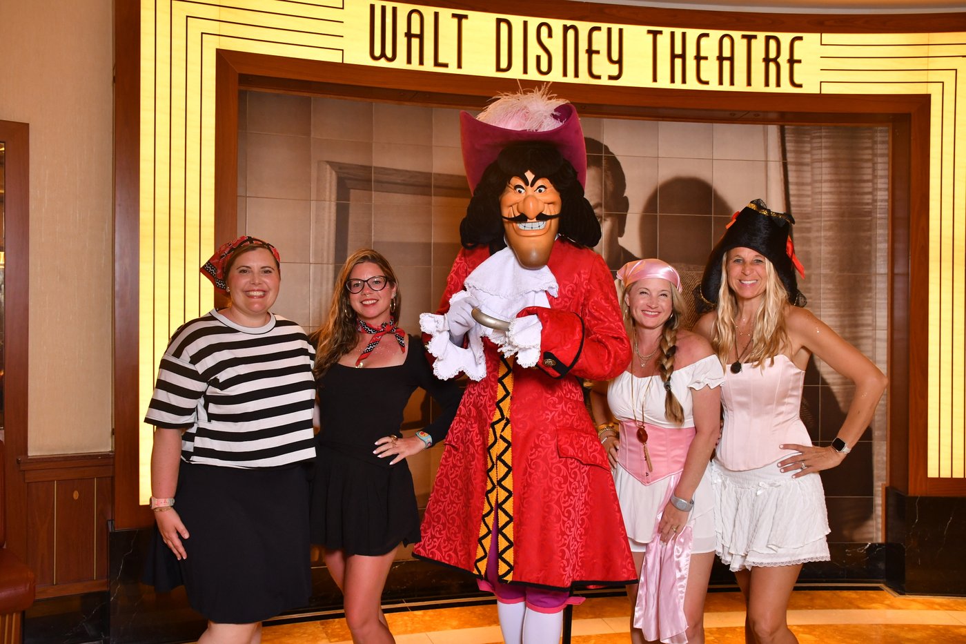 Captain Hook meeting guests aboard Disney Cruise
